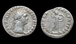 Domitian, Denarius, Minerva Brandishing Spear and Shield reverse